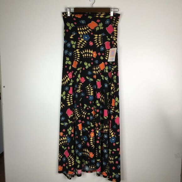 LuLaRoe XS maxi skirt- black with flower pattern - Picture 1 of 6